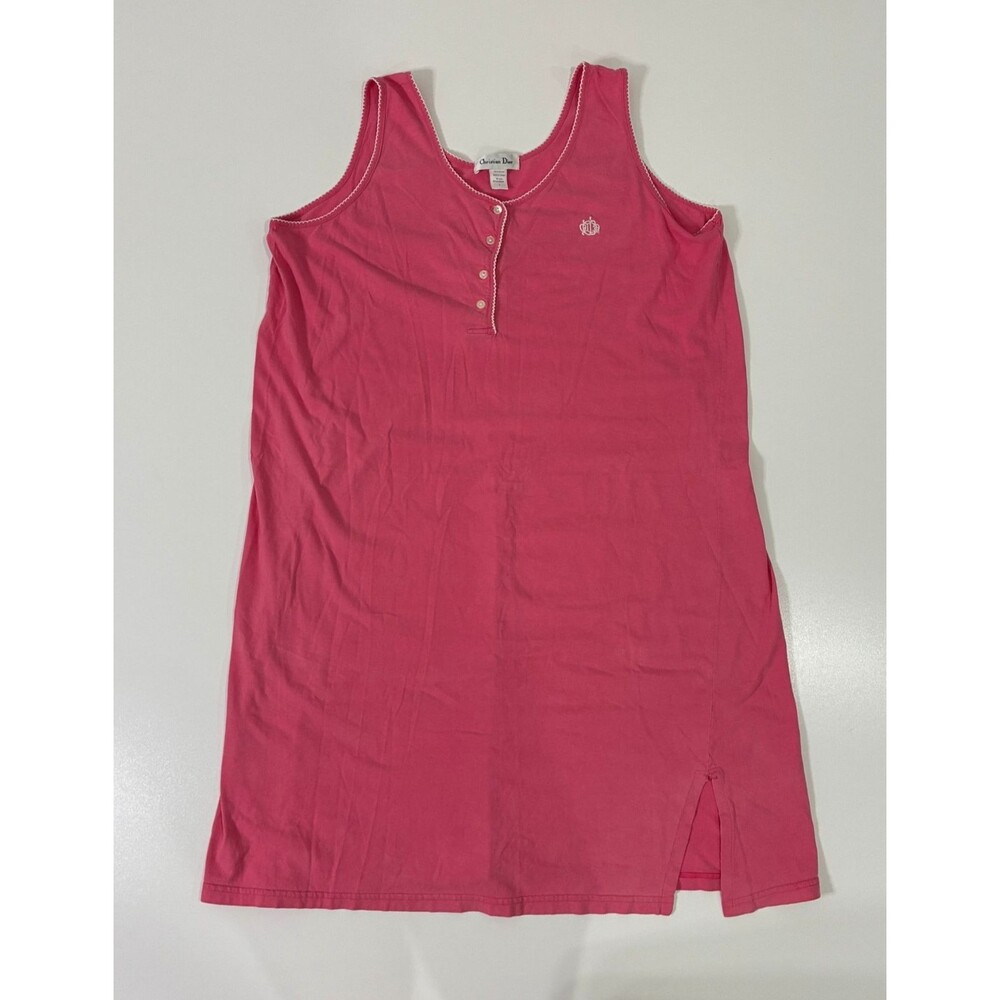 Christian Dior Pink Cotton Sleeveless Nightgown Dress Style 338754 Size L